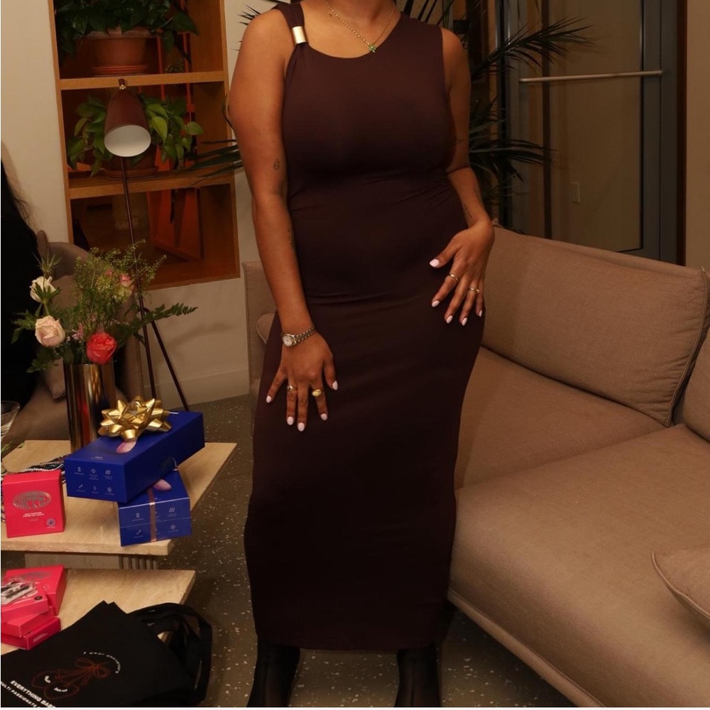 Brown Dress with Gold Detailing